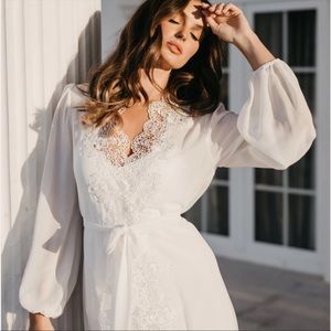 Le Rose Bridal Robe - Layla Lace Trim Maxi - Includes Slip